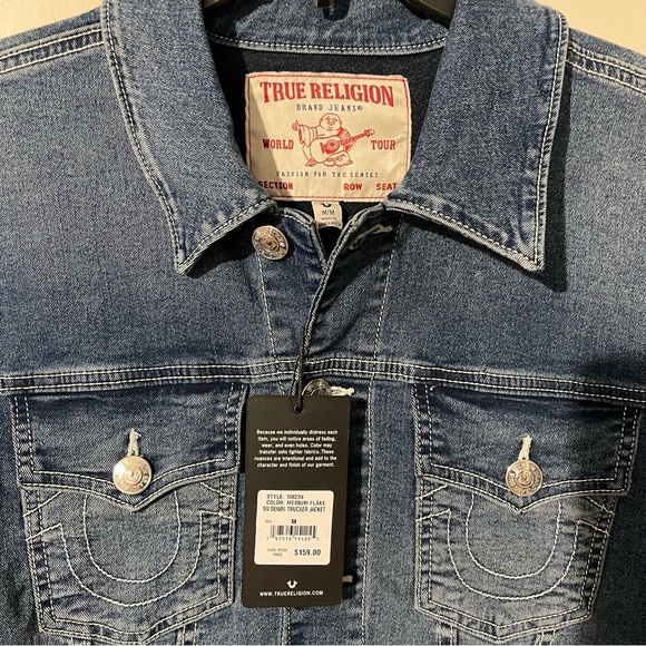 True Religion  Denim Trucker Jacket Men's Medium Tidal Wash - Picture 3 of 4